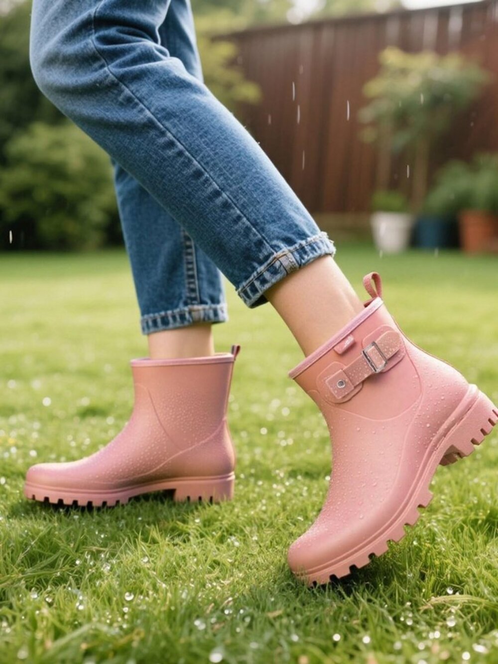 Women's Waterproof Short Rain Boots Ankle Rubber Garden Shoes - Picture 2 of 8